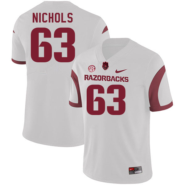 Men #63 Addison Nichols Arkansas Razorbacks College Football Jerseys Stitched-White